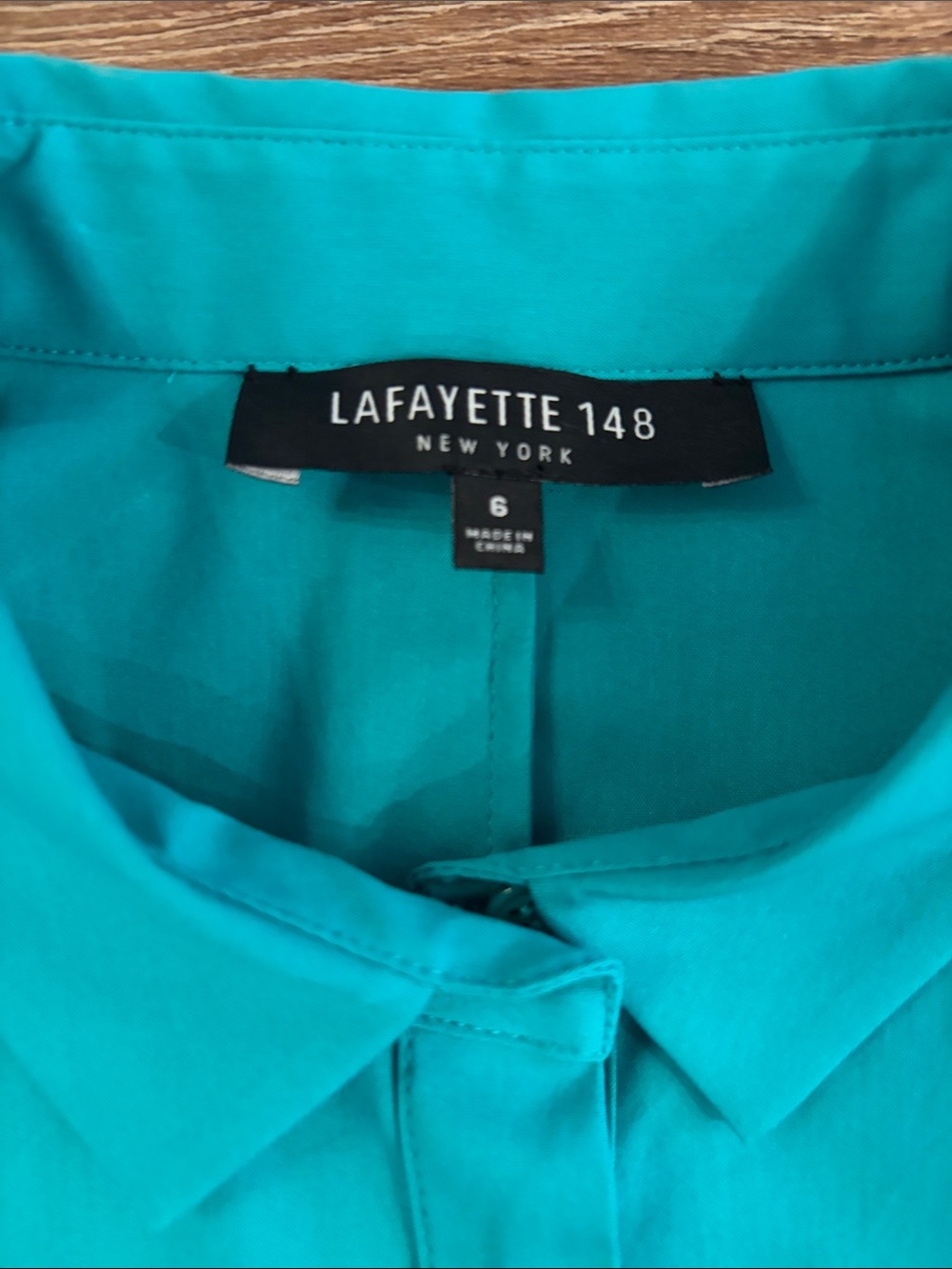 Lafayette 148 Teal Green Button-Front Blouse small - Picture 2 of 3